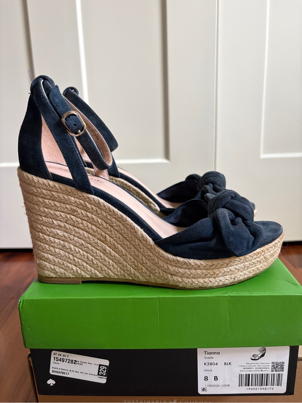 Kate Spade Navy Suede Espadrille Wedge Sandals - Size 8